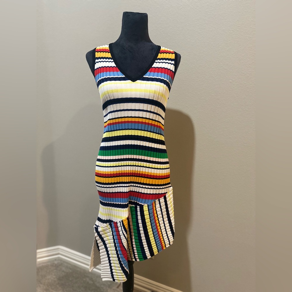 Striped Multicolor Asymmetrical Dress